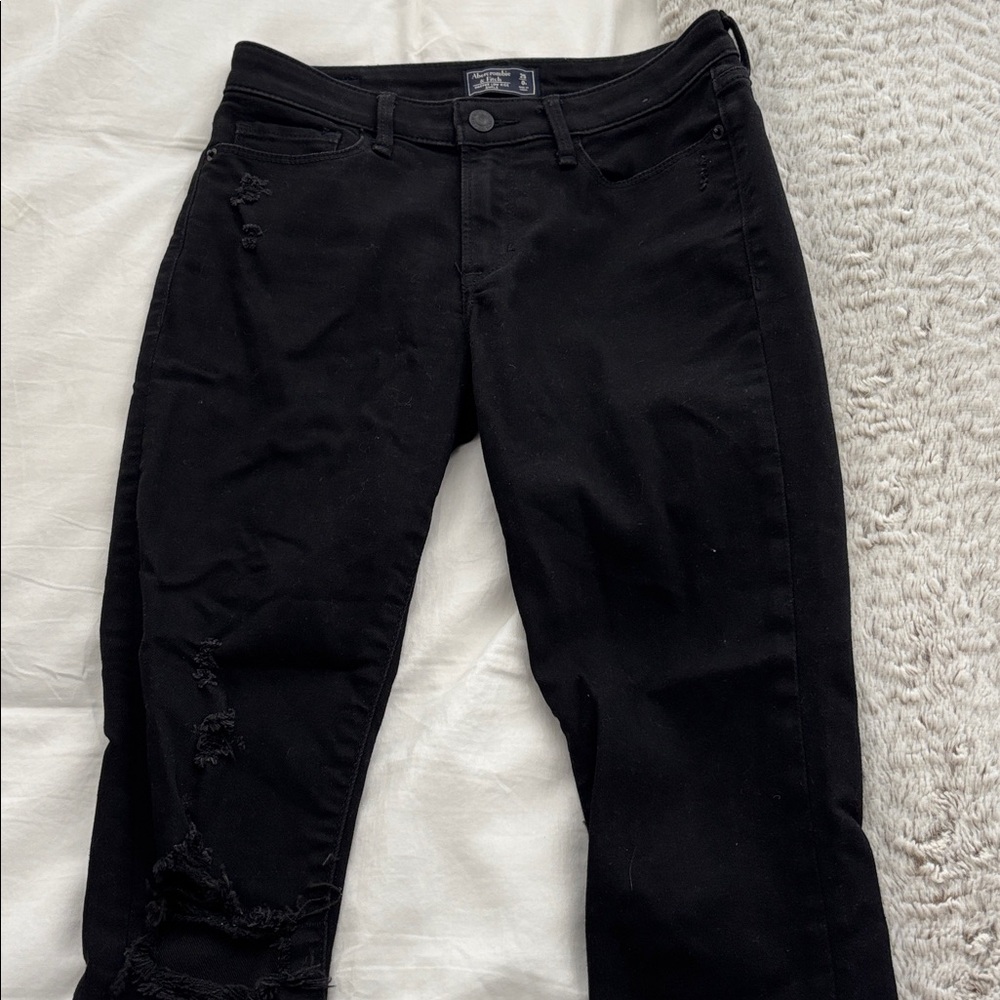 Abercrombie & Fitch Black Harper Low Rise Ankle Jeans